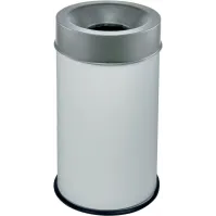 Poubelle antifeu blanche 50L couvercle inox sécurisé