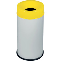 Poubelle 90 litres antifeu blanche couvercle jaune