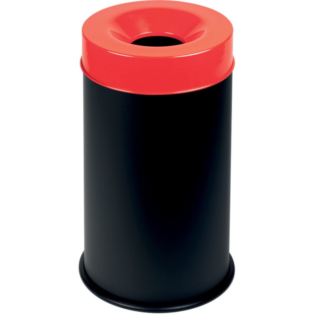 Poubelle antifeu couvercle entonnoir rouge