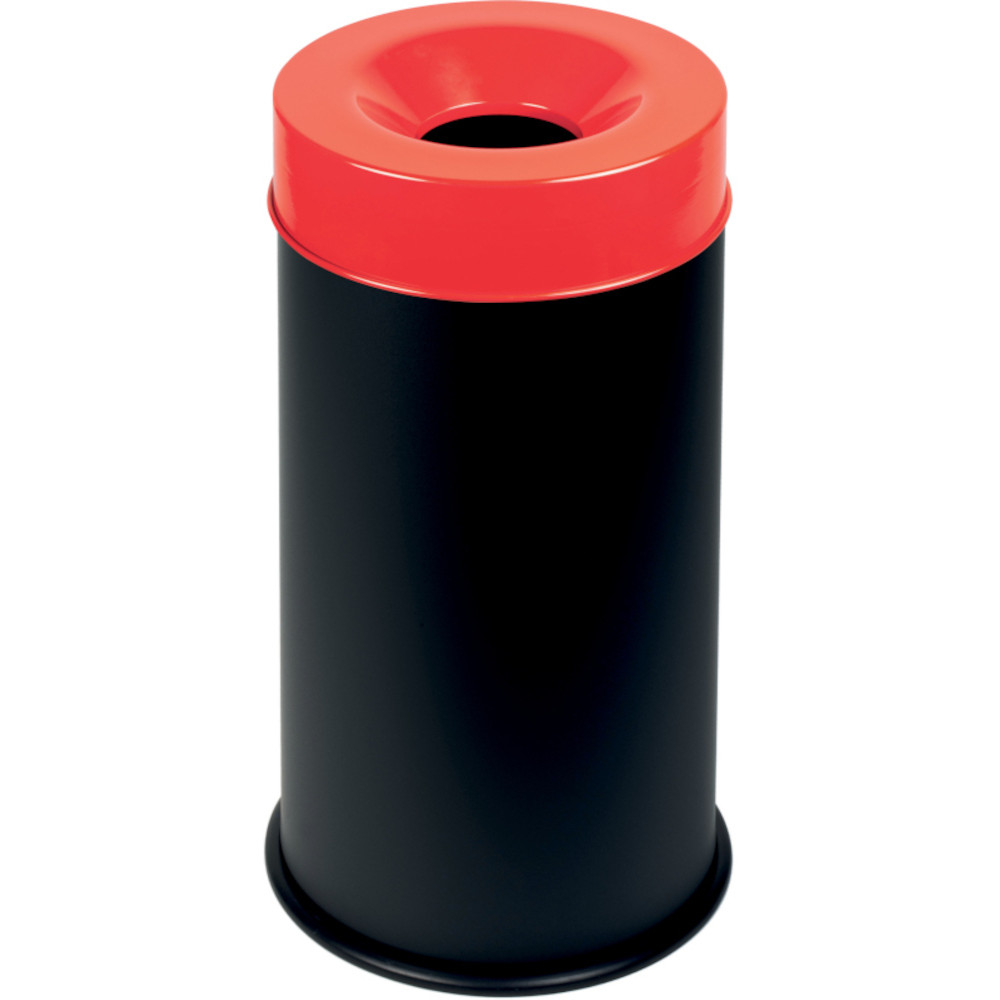 Grande poubelle antifeu noire et rouge Grande poubelle antifeu noire et rouge