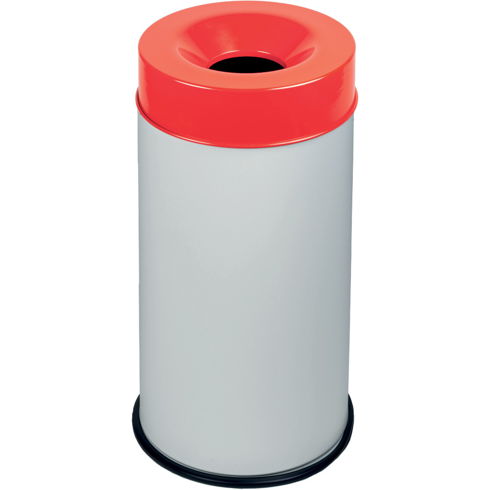 Poubelle antifeu 90 litres blanche et rouge Poubelle antifeu 90 litres blanche et rouge