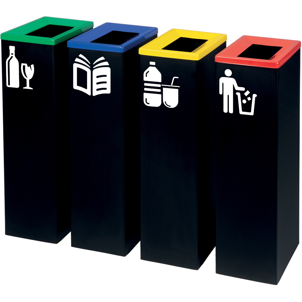 Corbeille tri-sélectif 60L grise, design rectangulaire