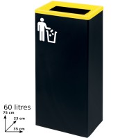 Corbeille tri-sélectif jaune 60L design rectangulaire moderne