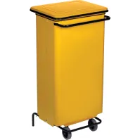Poubelle jaune à pédale mobile 110L pour cuisine