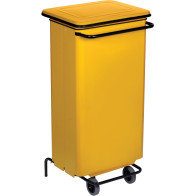 Poubelle jaune à pédale mobile 110L pour cuisine