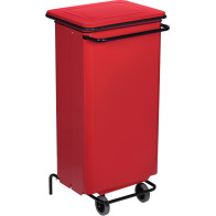 Poubelle rouge mobile à pédale