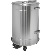 Poubelle inox ronde 70L HACCP hygiène cuisine pro