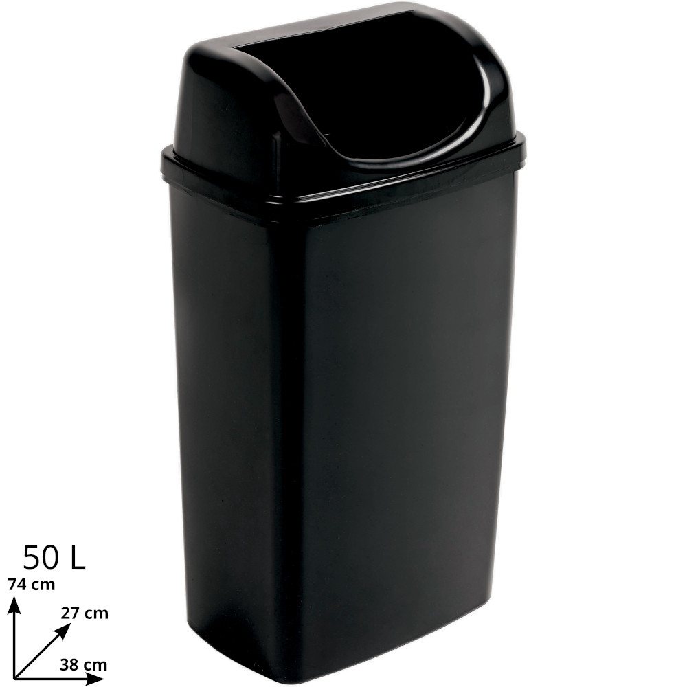 Poubelle noire 50L avec couvercle dissimulant élégant Poubelle noire 50L avec couvercle dissimulant élégant