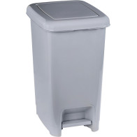 Lot de 18 poubelles grises à pédale 25L