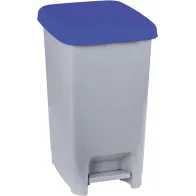 Poubelle grise bleue à pédale 60L lot de 4