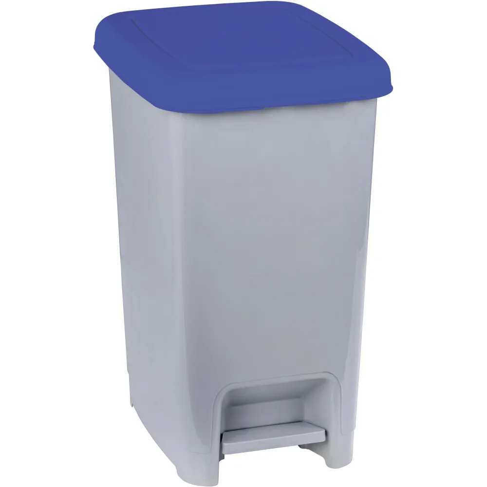 Poubelle à pédale 60L grise bleue design pratique hygiénique Poubelle à pédale 60L grise bleue design pratique hygiénique