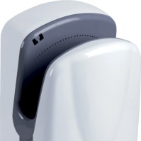 Sèche-mains blanc rapide ergonomique ultra-efficace sécurisé.