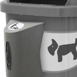 corbeille canine grise capacité 100 sacs dans distributeur