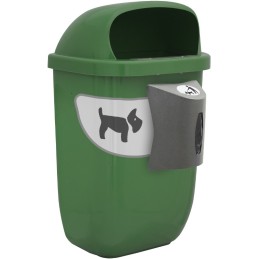 Corbeille canine verte 50 litres avec distributeur de sac