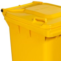 Container jaune 240L HDPE résistant UV roulettes robustes