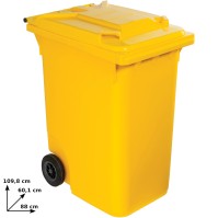 Poubelle jaune 360L à roulette pour tri facile et mobile