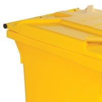 Poubelle jaune 360L HDPE durable roulettes robustes