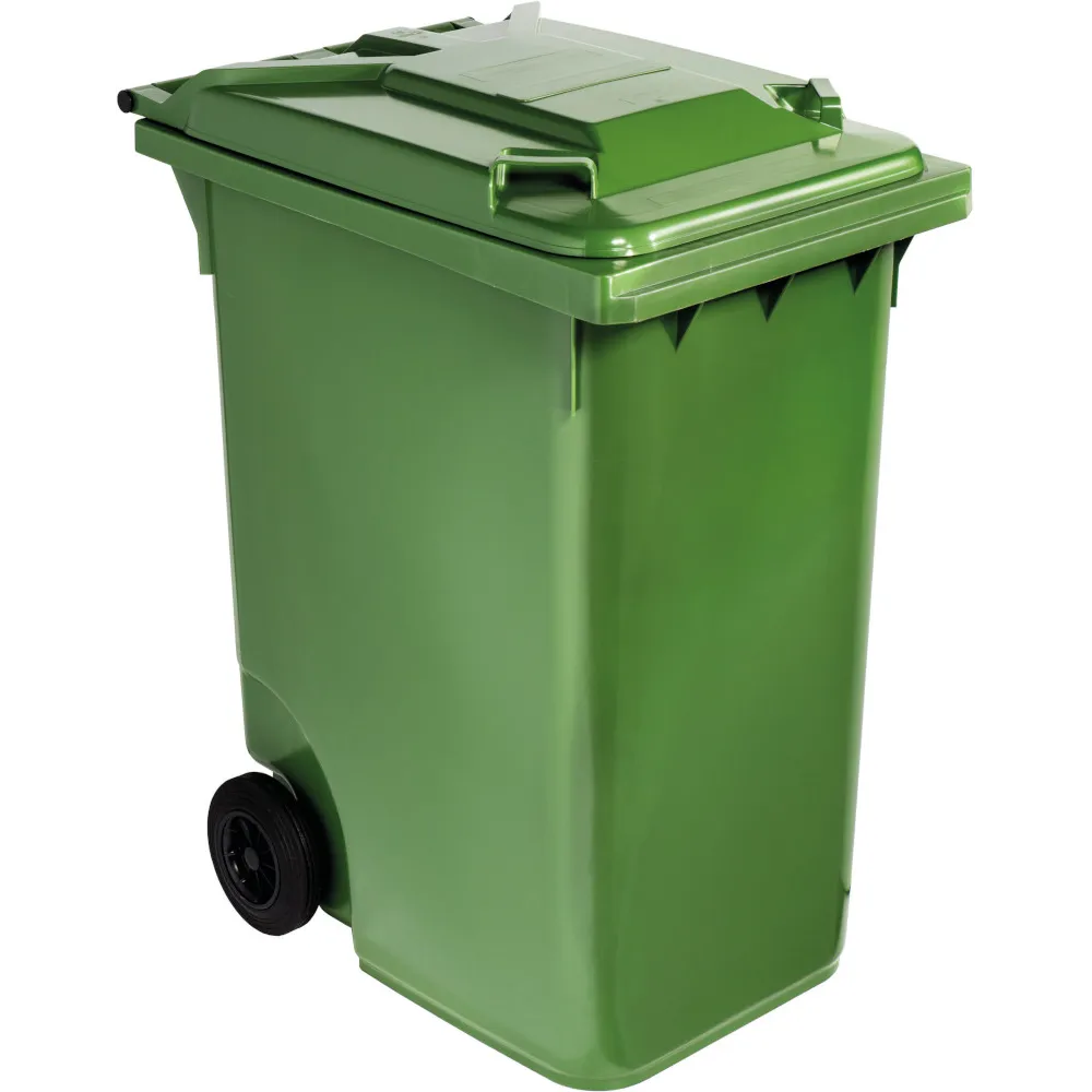 Poubelle verte à roulettes grande capacité 360L robuste