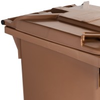 Poubelle marron robuste 360L HDPE résistante UV roulette