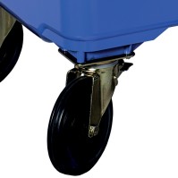 Poubelle bleue 660L robuste maniable résistante extérieur polyéthylène