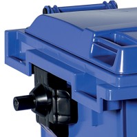Poubelle bleue 660L roulettes robustes maniable durable