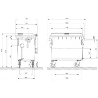 Poubelle vert 660L durable mobile résistante aux UV