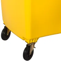Poubelle jaune 1100L robuste résistante avec roulettes sécurisées
