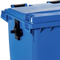 Poubelle bleue grande capacité roulettes durables sécurisées