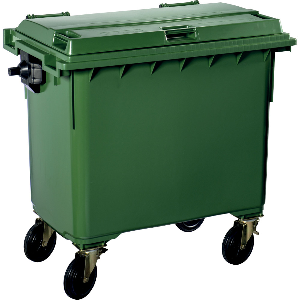 Poubelle verte 1100 litres à roulette robuste et pratique Poubelle verte 1100 litres à roulette robuste et pratique