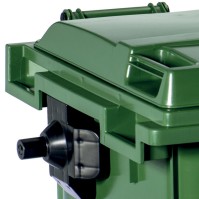 Poubelle verte 1100L durable roulettes maniable ergonomique
