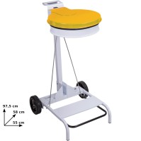 Support sac-poubelle 110L mobile acier jaune à pédale
