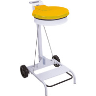 Support sac-poubelle 110L mobile acier jaune à pédale
