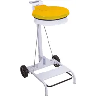 Support sac-poubelle 110L mobile acier jaune à pédale