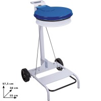 Poubelle acier bleu 110L mobile à pédale pratique
