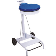 Poubelle acier bleu 110L mobile à pédale pratique