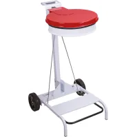 Support sacs-poubelles rouge 110L mobile à pédale acier