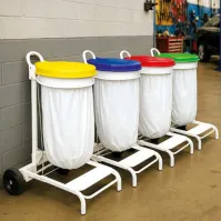 Support sac-poubelle rouge acier 110L mobile hygiénique