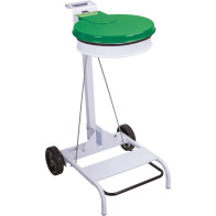 Support sacs-poubelle vert 110L mobile à pédale robuste