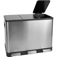 Poubelle tri sélectif inox pédale couvercle fermeture amortie