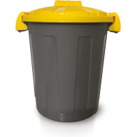 Bac rond couvercle jaune clipsable plastique durable