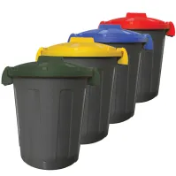Bac rond recyclable avec couvercle jaune clipsable 25 litres