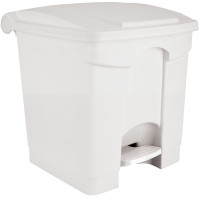Poubelle plastique blanche 30L à pédale lot de trois