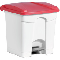 Poubelle plastique rouge 30L à pédale lot de 3