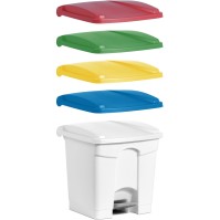 Poubelle plastique 30L rouge avec pédale idéal tri sélectif