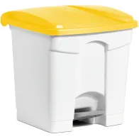 Poubelle plastique pédale jaune 30L lot de 3