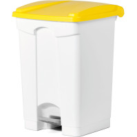 Poubelle plastique 45L pédale jaune pour tri sélectif