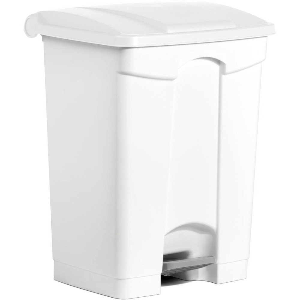 Poubelles plastiques à pédale 70L blanches lot de trois Poubelles plastiques à pédale 70L blanches lot de trois
