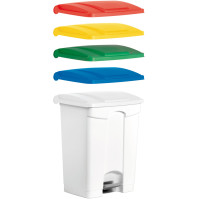 Poubelle plastique à pédale blanche 70L lot de 3