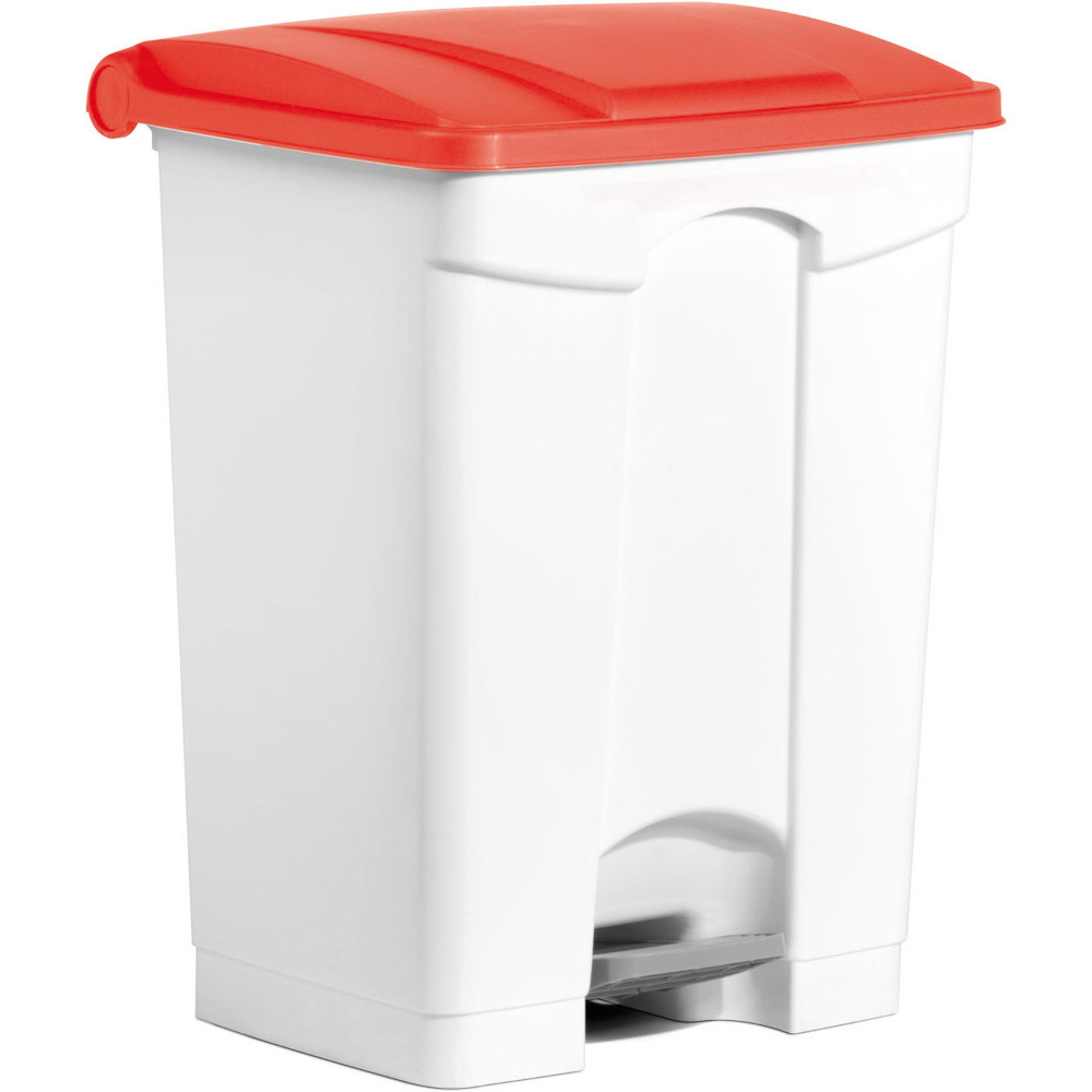 Poubelles plastiques à pédale rouges 70L lot de trois Poubelles plastiques à pédale rouges 70L lot de trois