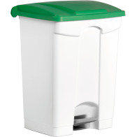Poubelle plastique verte à pédale 70L